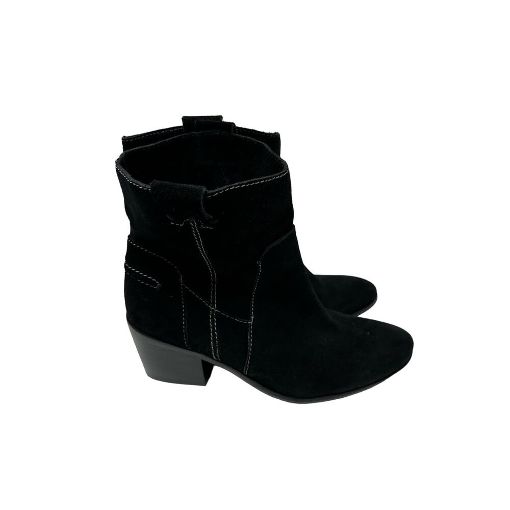 Vince Camuto Women's Maves Black Leather Western Ankle Boots